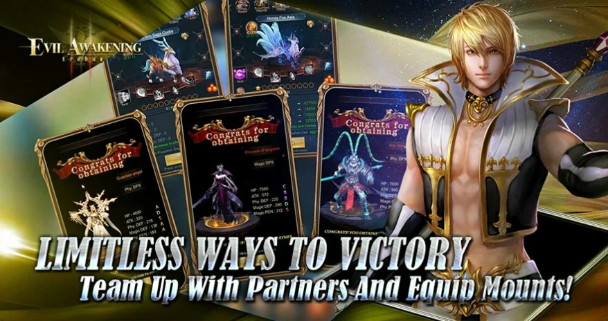 Limitless Ways To Victory
											Team Up With Partners And Equip Mounts!